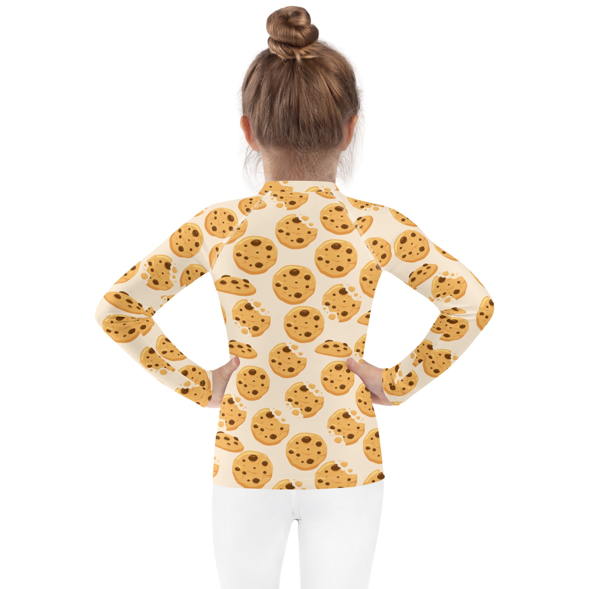 Kids Chocolate Chip Cookies Long Sleeve Rash Guard Swim Shirt With UPF 50+