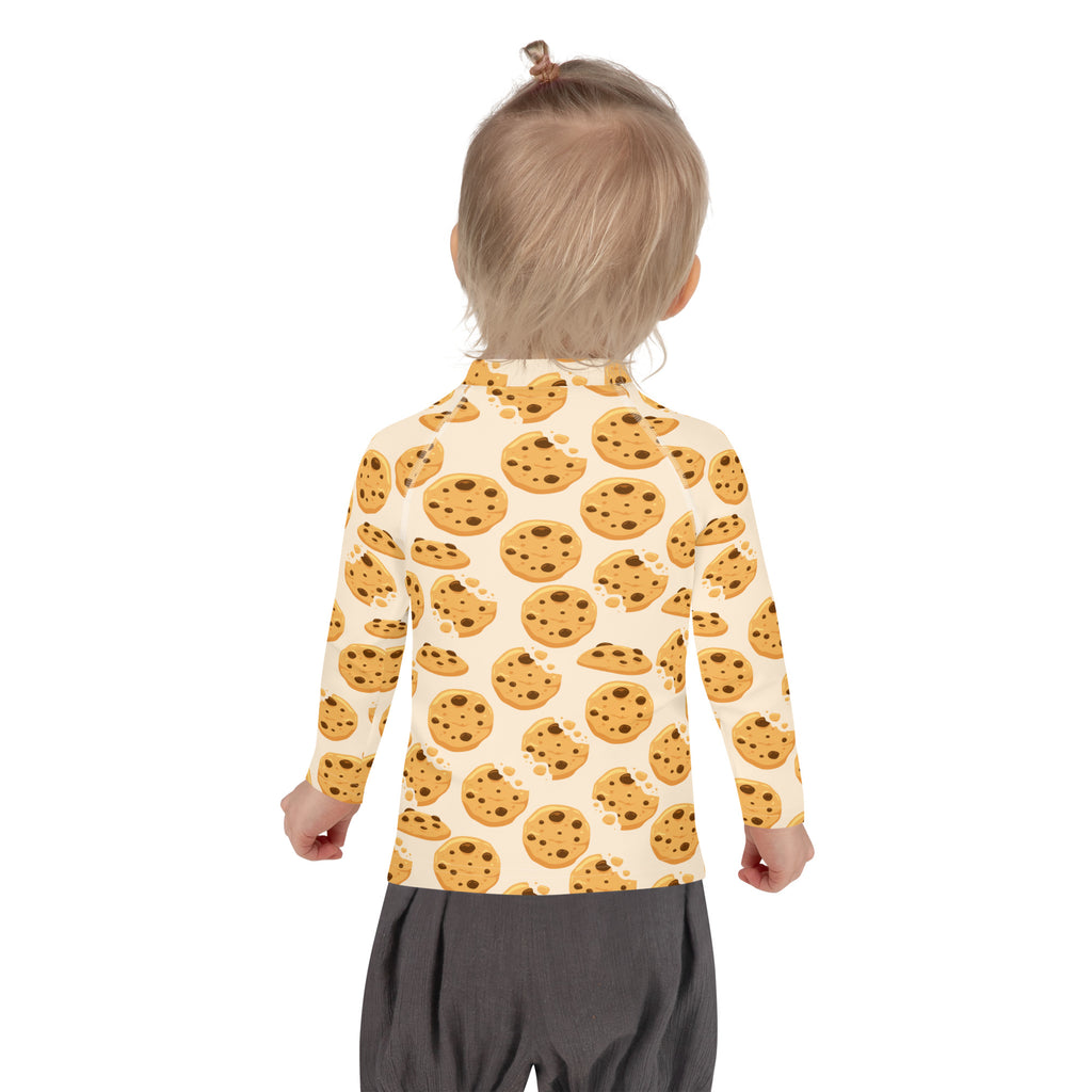 Kids Chocolate Chip Cookies Long Sleeve Rash Guard Swim Shirt With UPF 50+