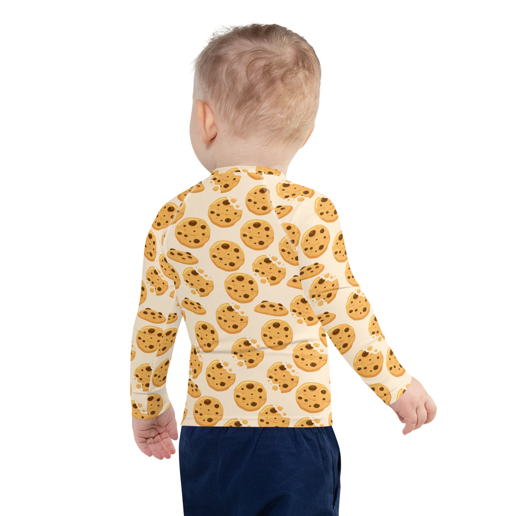 Kids Chocolate Chip Cookies Long Sleeve Rash Guard Swim Shirt With UPF 50+