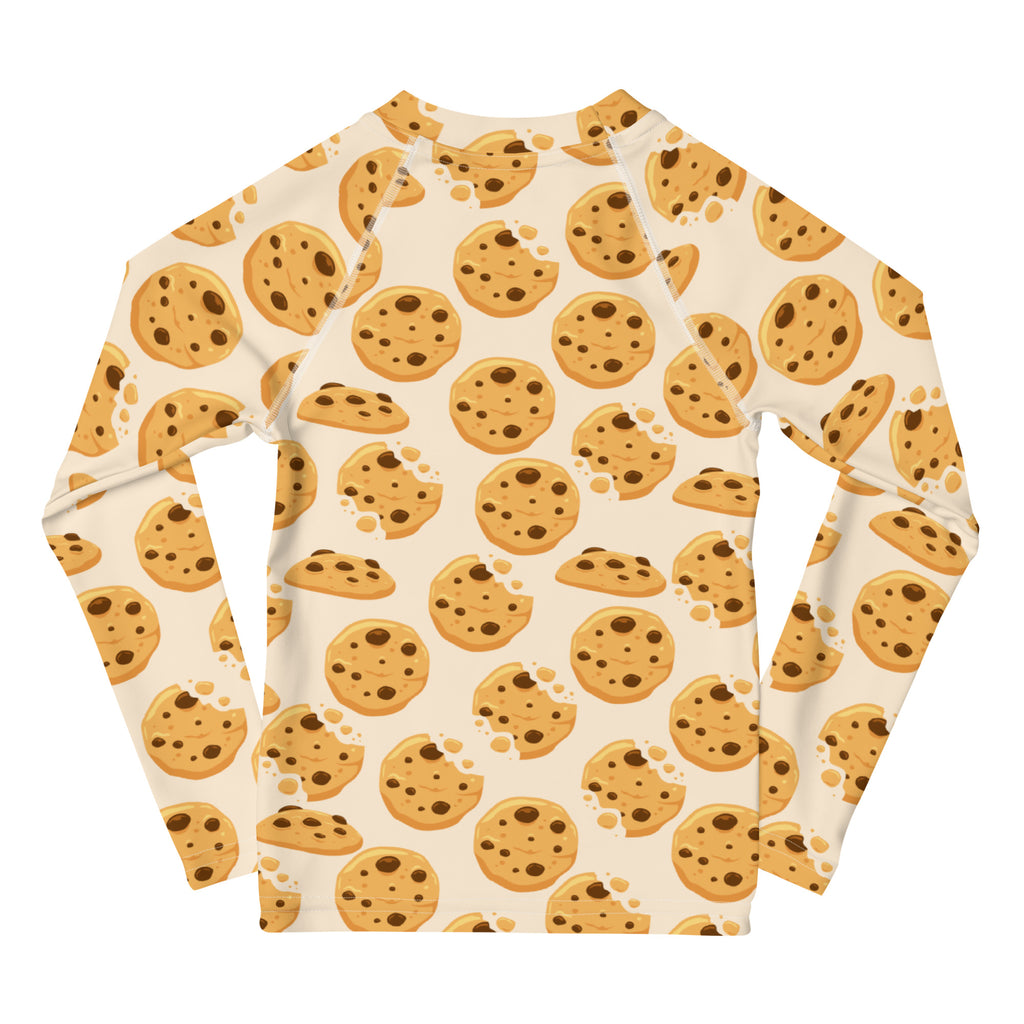 Kids Chocolate Chip Cookies Long Sleeve Rash Guard Swim Shirt With UPF 50+