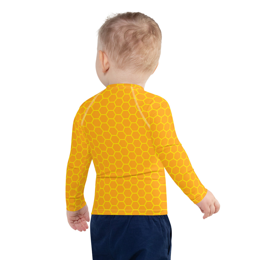 Kids Honeycomb Long Sleeve Rash Guard Swim Shirt With UPF 50+