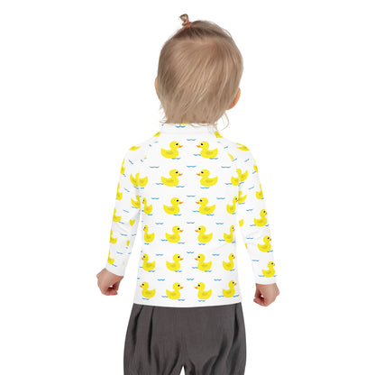 Kids Yellow Ducks Long Sleeve Rash Guard Swim Shirt With UPF 50+
