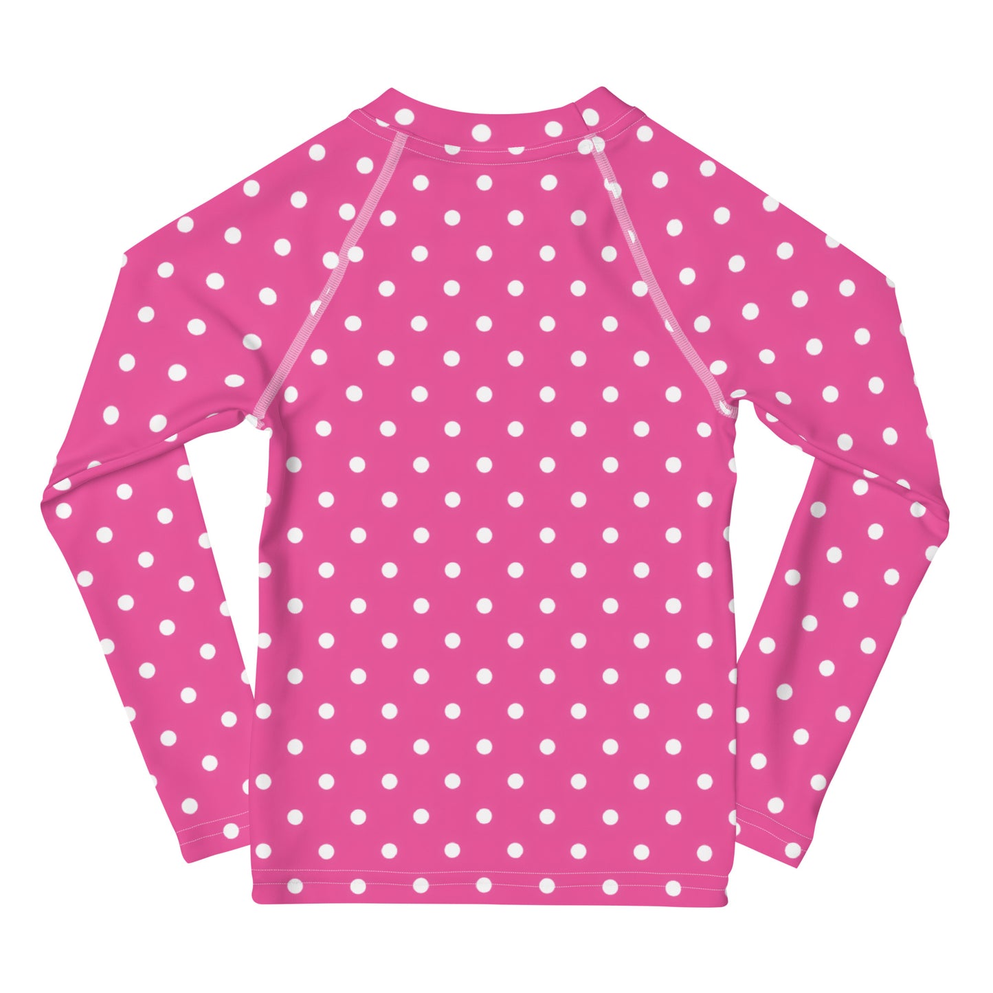 Girls Pink Polka Dot Long Sleeve Rash Guard Swim Shirt With UPF 50+