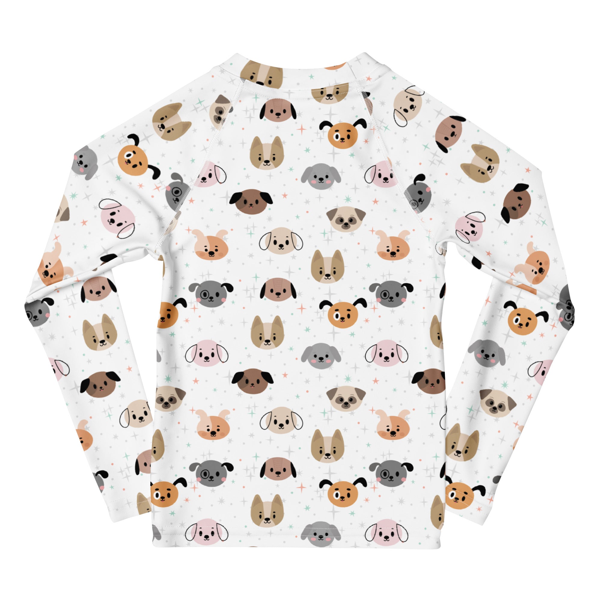 Birthday Boy Dog Face Long Sleeve Rash Guard Swim Shirt With UPF 50+