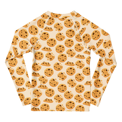 Birthday Boy Chocolate Chip Cookies Long Sleeve Rash Guard Swim Shirt With UPF 50+