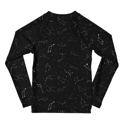 Birthday Boy Realistic Constelations Long Sleeve Rash Guard Swim Shirt With UPF 50+