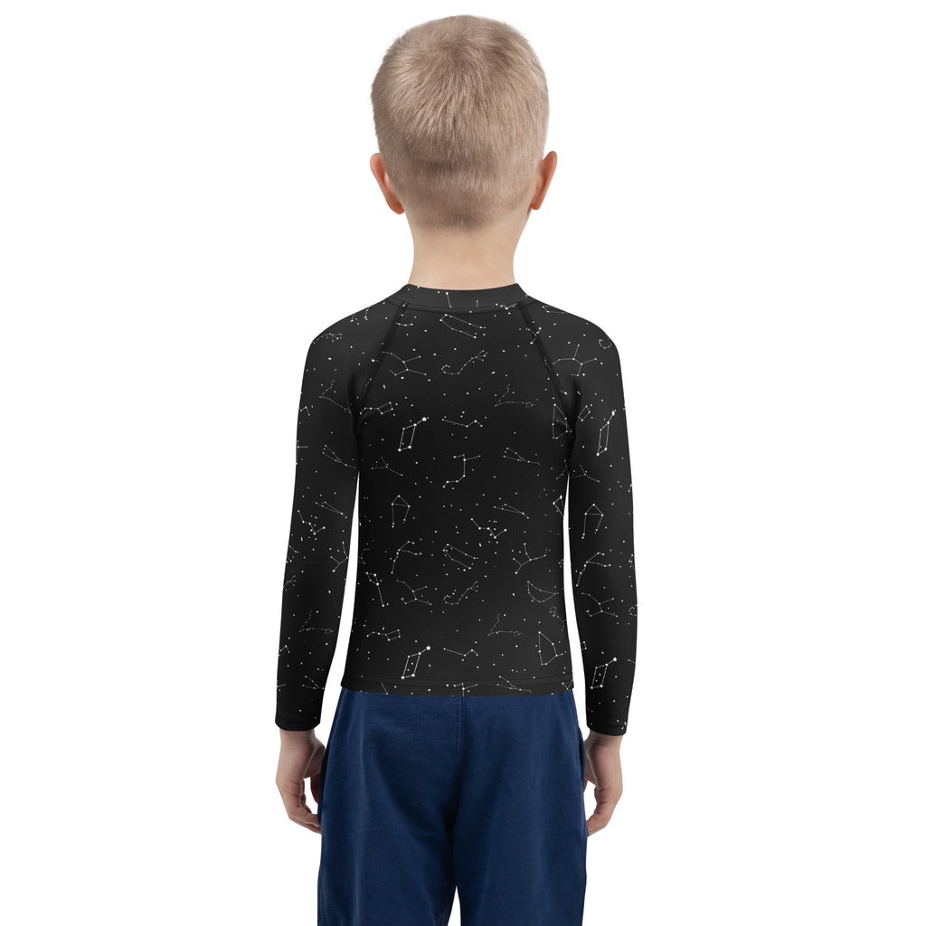Birthday Boy Realistic Constelations Long Sleeve Rash Guard Swim Shirt With UPF 50+