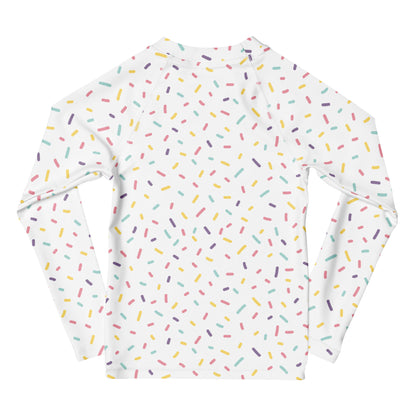 Birthday Boy Colorful Sprinkles Long Sleeve Rash Guard Swim Shirt With UPF 50+