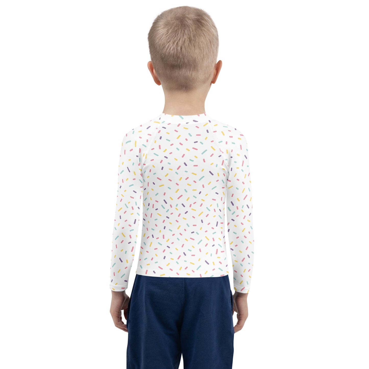 Birthday Boy Colorful Sprinkles Long Sleeve Rash Guard Swim Shirt With UPF 50+