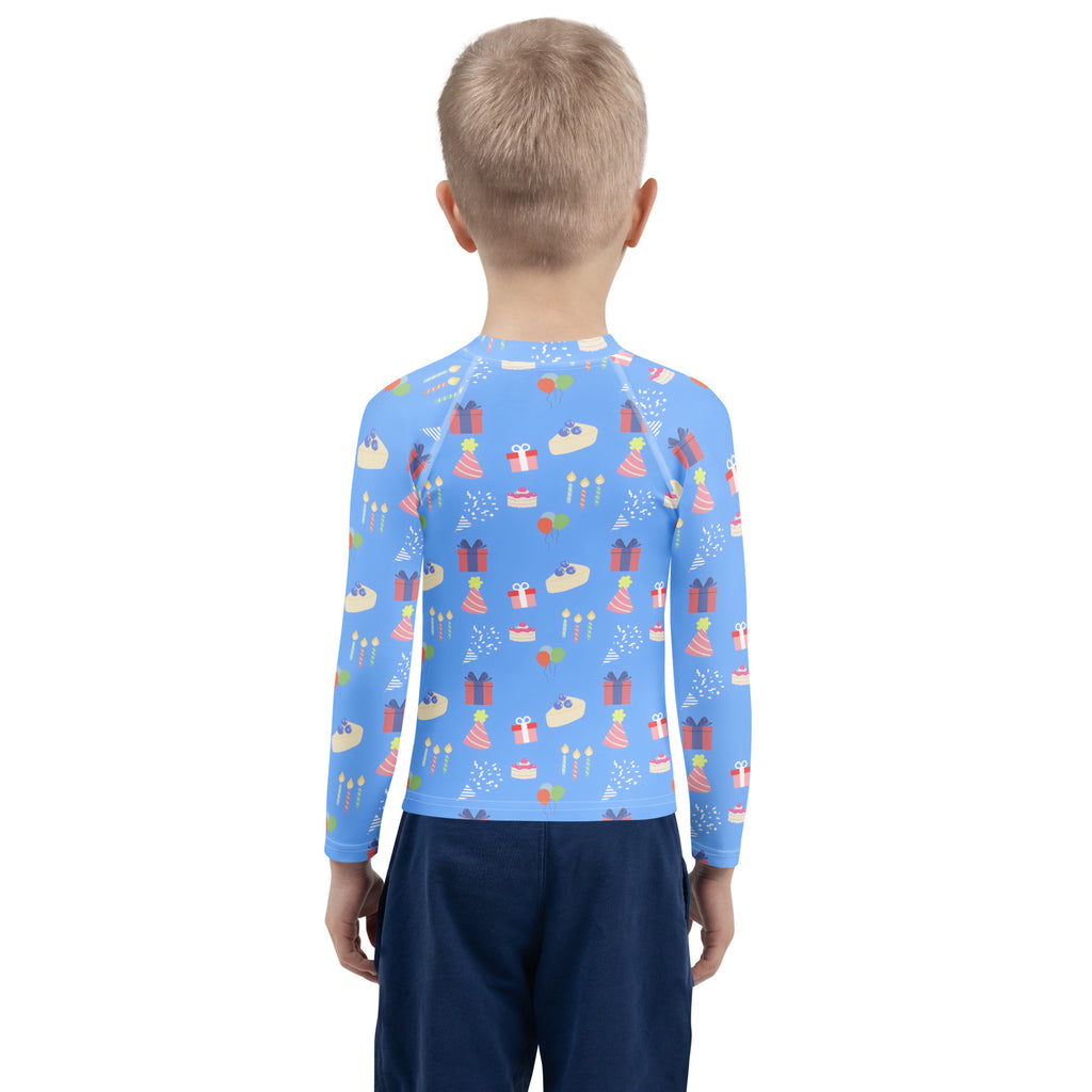 Birthday Party 'Birthday Boy' Long Sleeve Rash Guard Swim Shirt With UPF 50+