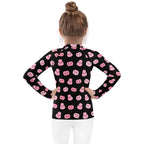 Girls Pink Pumpkins Halloween Long Sleeve Rash Guard Swim Shirt With UPF 50+