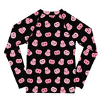 Girls Pink Pumpkins Halloween Long Sleeve Rash Guard Swim Shirt With UPF 50+