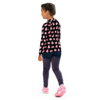 Girls Pink Pumpkins Halloween Long Sleeve Rash Guard Swim Shirt With UPF 50+