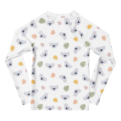 Kids Koala Bear Long Sleeve Rash Guard Swim Shirt With UPF 50+