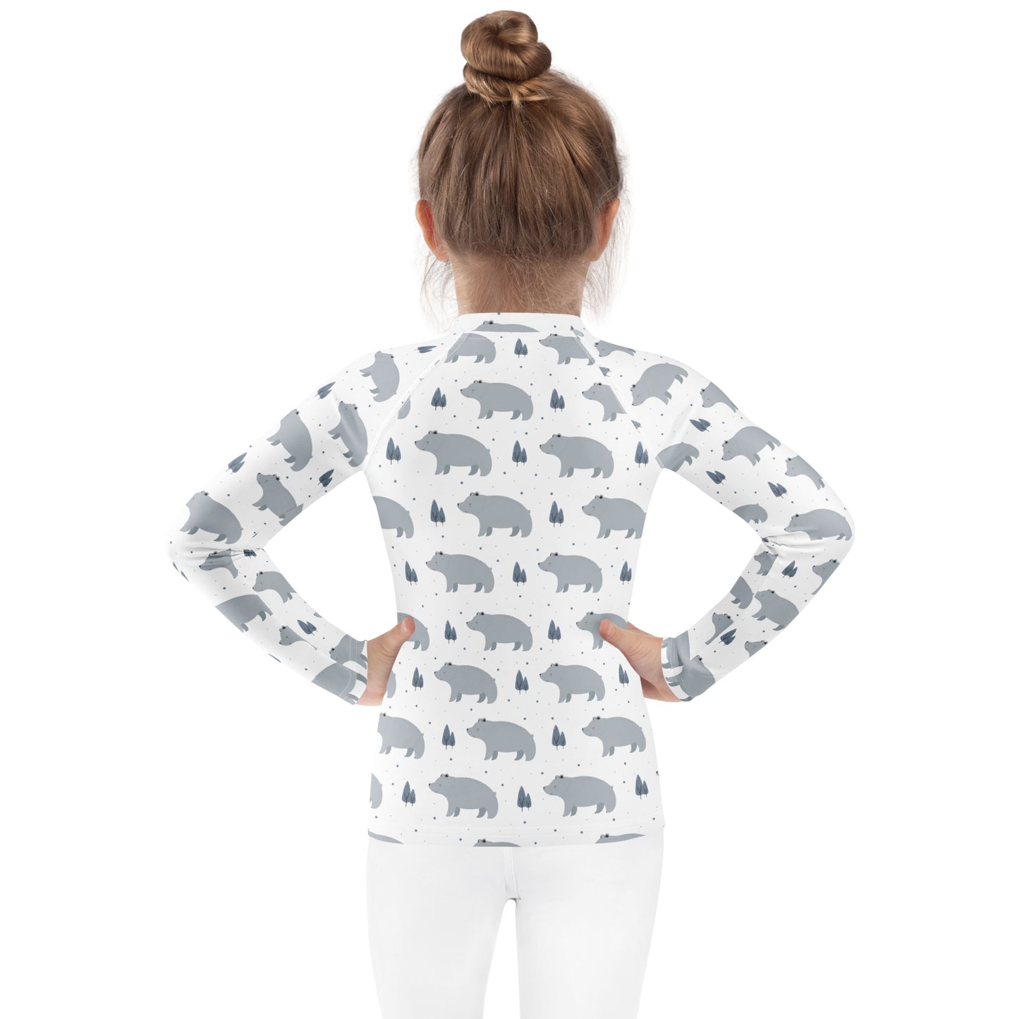 Kids Polar Bear Long Sleeve Rash Guard Swim Shirt With UPF 50+