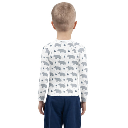 Kids Polar Bear Long Sleeve Rash Guard Swim Shirt With UPF 50+