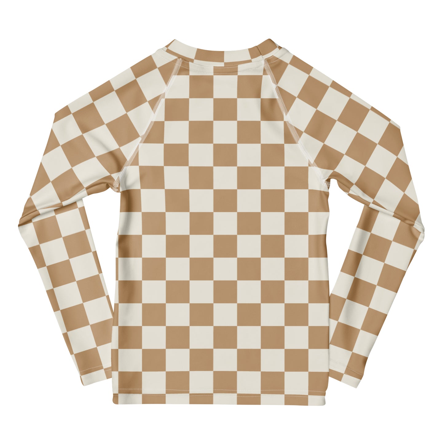 Kids Sand Checkerboard Long Sleeve Rash Guard Swim Shirt With UPF 50+