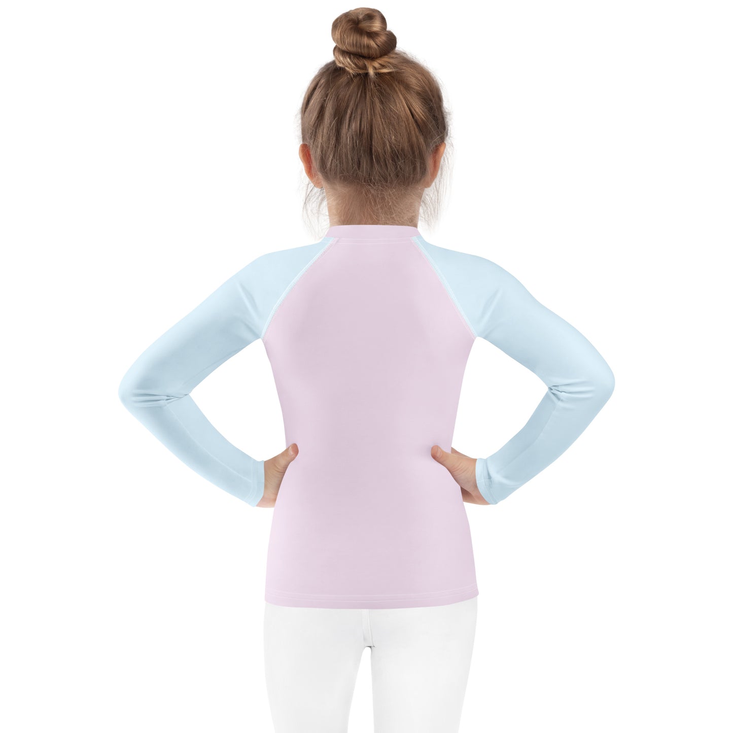 Girls Pink & Blue Cotton Candy Long Sleeve Rash Guard Swim Shirt With UPF 50+