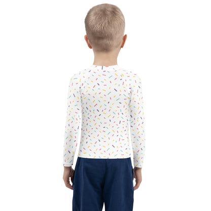Kids Colorful Sprinkles Long Sleeve Rash Guard Swim Shirt With UPF 50+