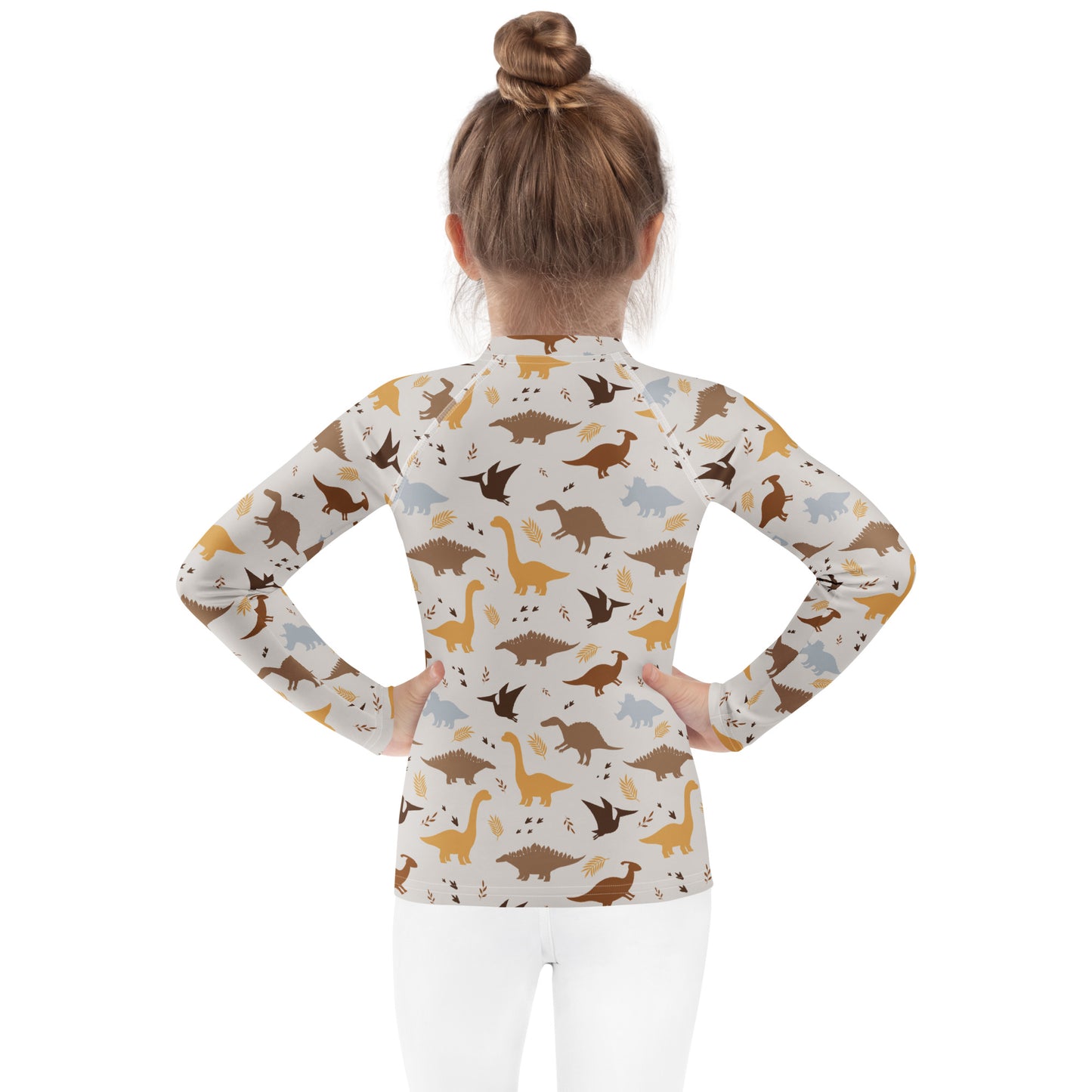 Kids Dinosaur Long Sleeve Rash Guard Swim Shirt With UPF 50+