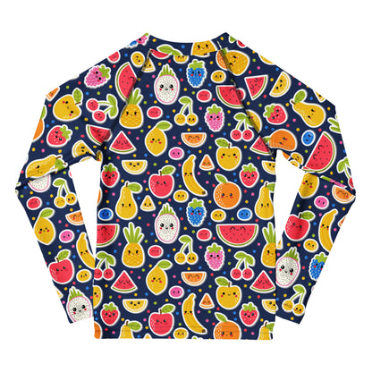 Kids Emoji Fruit Long Sleeve Rash Guard Swim Shirt With UPF 50+
