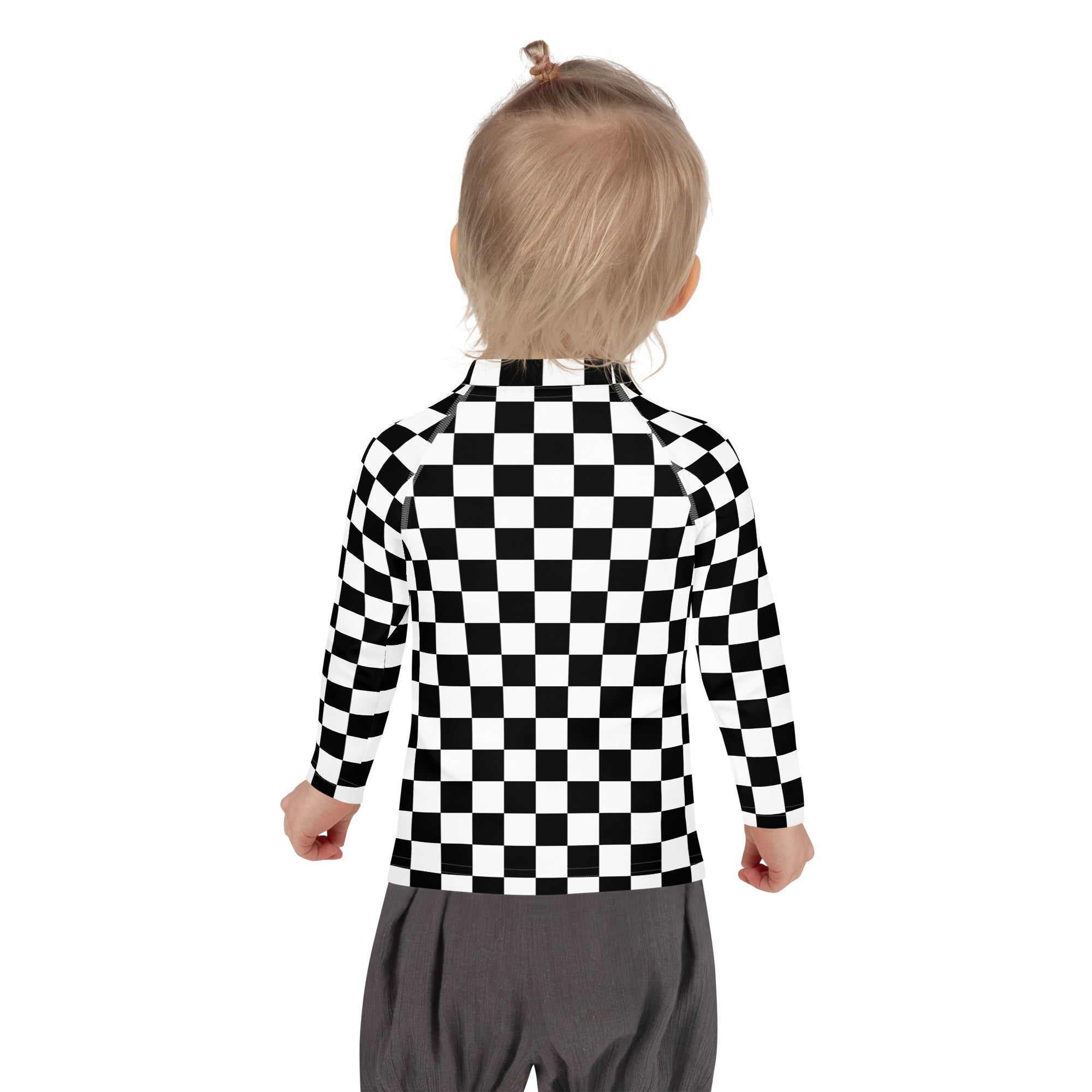 Kids Checkered Long Sleeve Rash Guard Swim Shirt – Buttery Soft, Sun Safe UPF 50+ Protection, Quick Dry & 4-Way Stretch Comfort