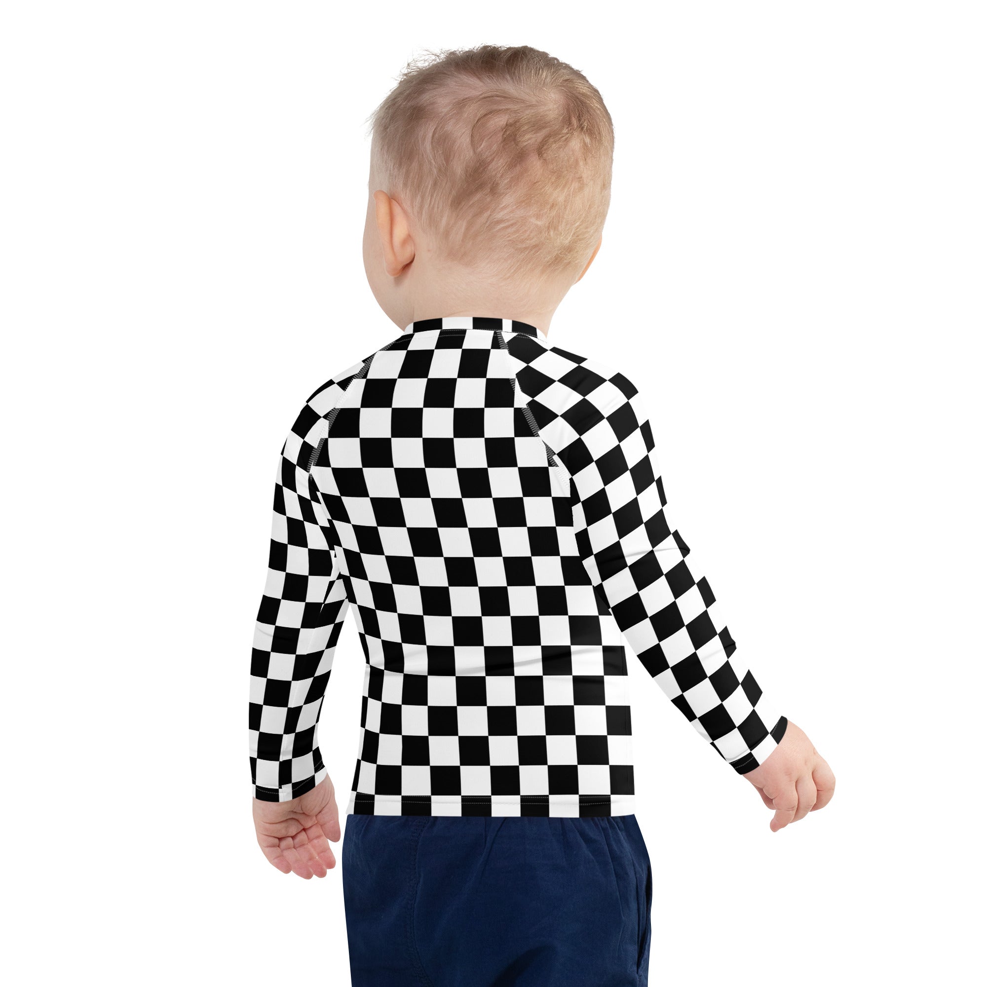 Kids Checkered Long Sleeve Rash Guard Swim Shirt – Buttery Soft, Sun Safe UPF 50+ Protection, Quick Dry & 4-Way Stretch Comfort