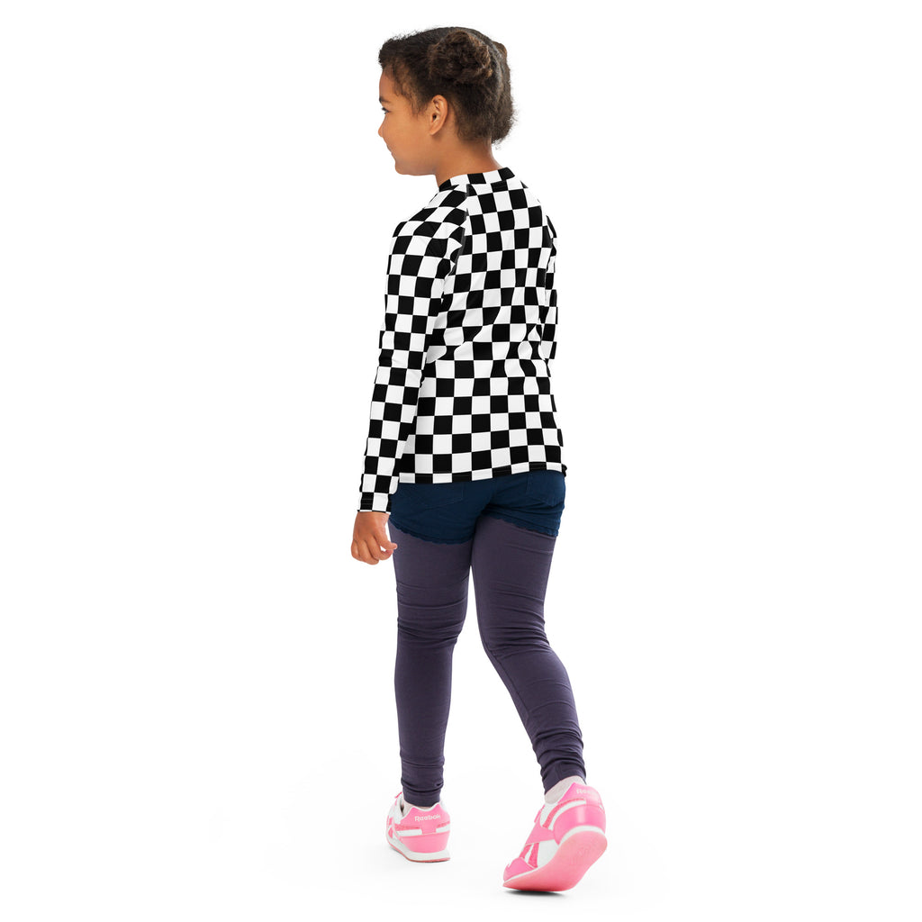 Kids Checkered Long Sleeve Rash Guard Swim Shirt – Buttery Soft, Sun Safe UPF 50+ Protection, Quick Dry & 4-Way Stretch Comfort