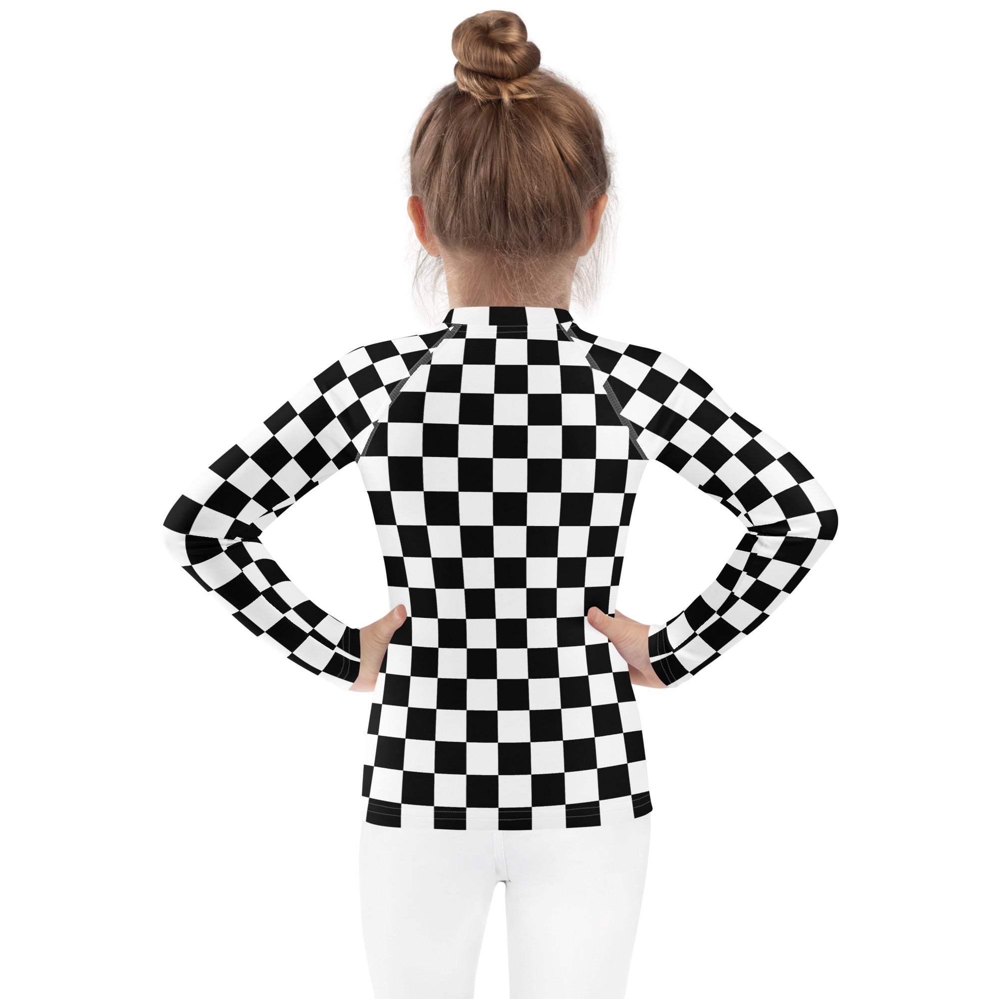 Kids Checkered Long Sleeve Rash Guard Swim Shirt – Buttery Soft, Sun Safe UPF 50+ Protection, Quick Dry & 4-Way Stretch Comfort