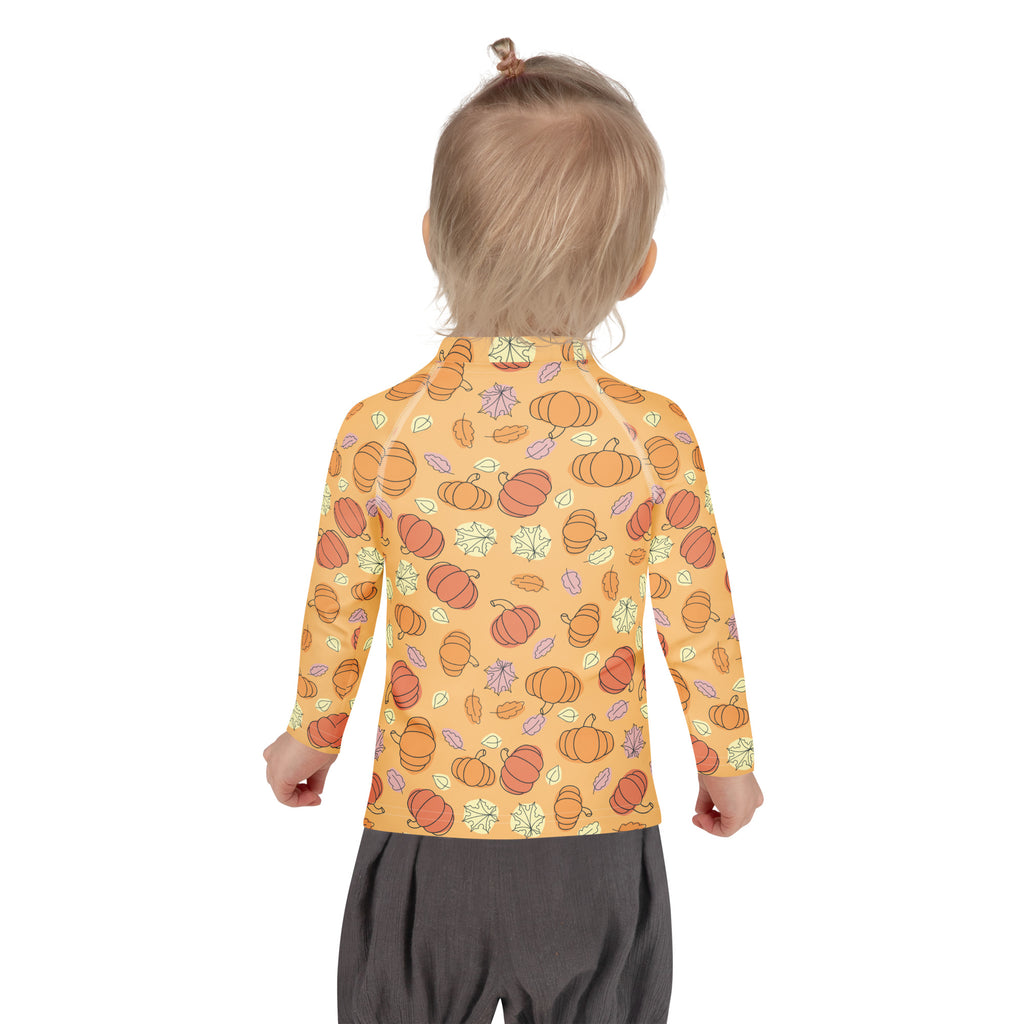 Kids Pumpkin Patch Long Sleeve Rash Guard Swim Shirt – Buttery Soft, Sun Safe UPF 50+ Protection, Quick Dry & 4-Way Stretch Comfort