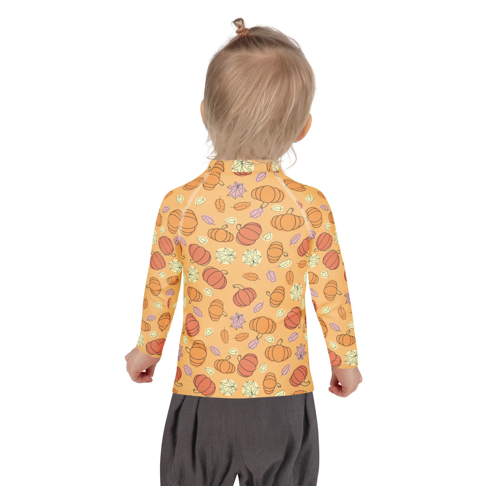 Kids Pumpkin Patch Long Sleeve Rash Guard Swim Shirt – Buttery Soft, Sun Safe UPF 50+ Protection, Quick Dry & 4-Way Stretch Comfort