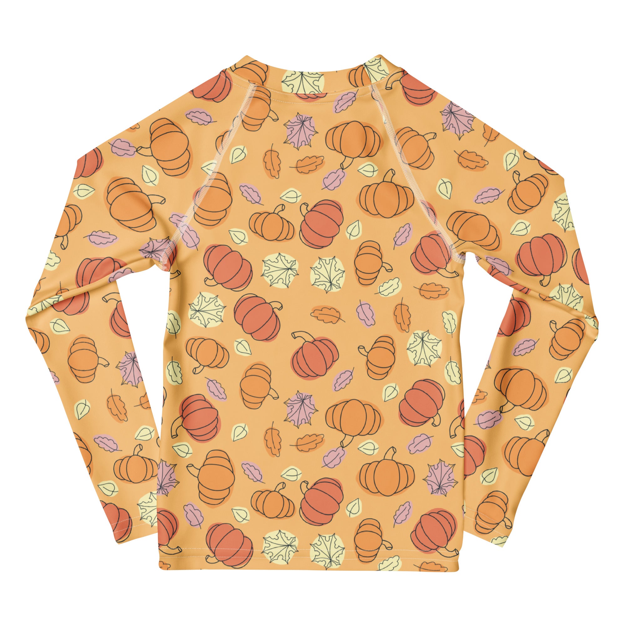 Kids Pumpkin Patch Long Sleeve Rash Guard Swim Shirt – Buttery Soft, Sun Safe UPF 50+ Protection, Quick Dry & 4-Way Stretch Comfort