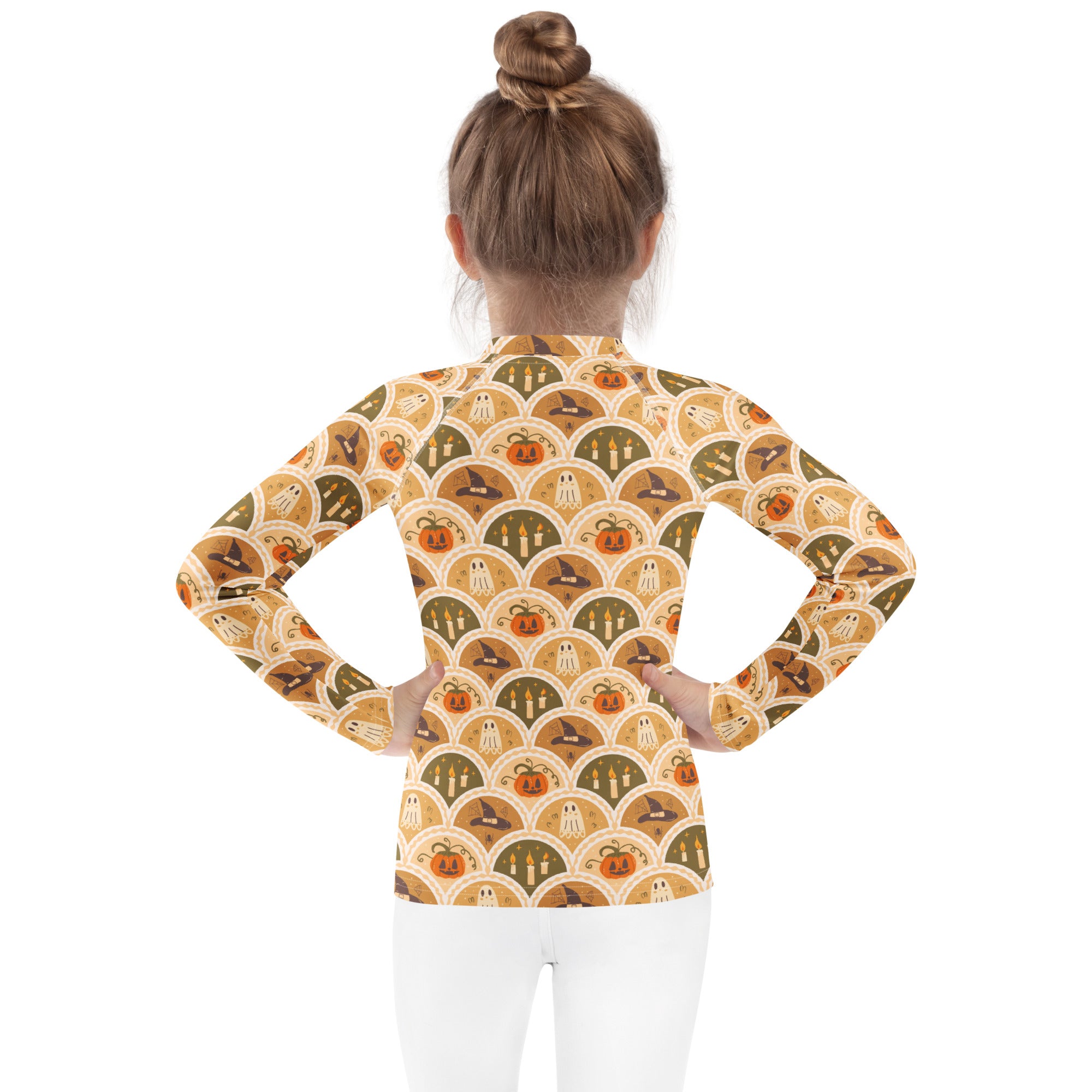 Kids Vintage Halloween Long Sleeve Rash Guard Swim Shirt – Buttery Soft, Sun Safe UPF 50+ Protection, Quick Dry & 4-Way Stretch Comfort