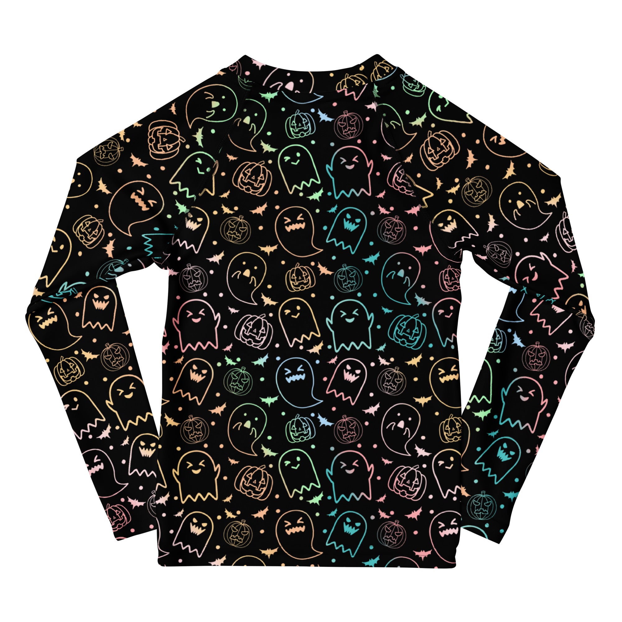 Girls Pastel Rainbow Halloween Long Sleeve Rash Guard Swim Shirt – Buttery Soft, Sun Safe UPF 50+ Protection, Quick Dry & 4-Way Stretch Comfort