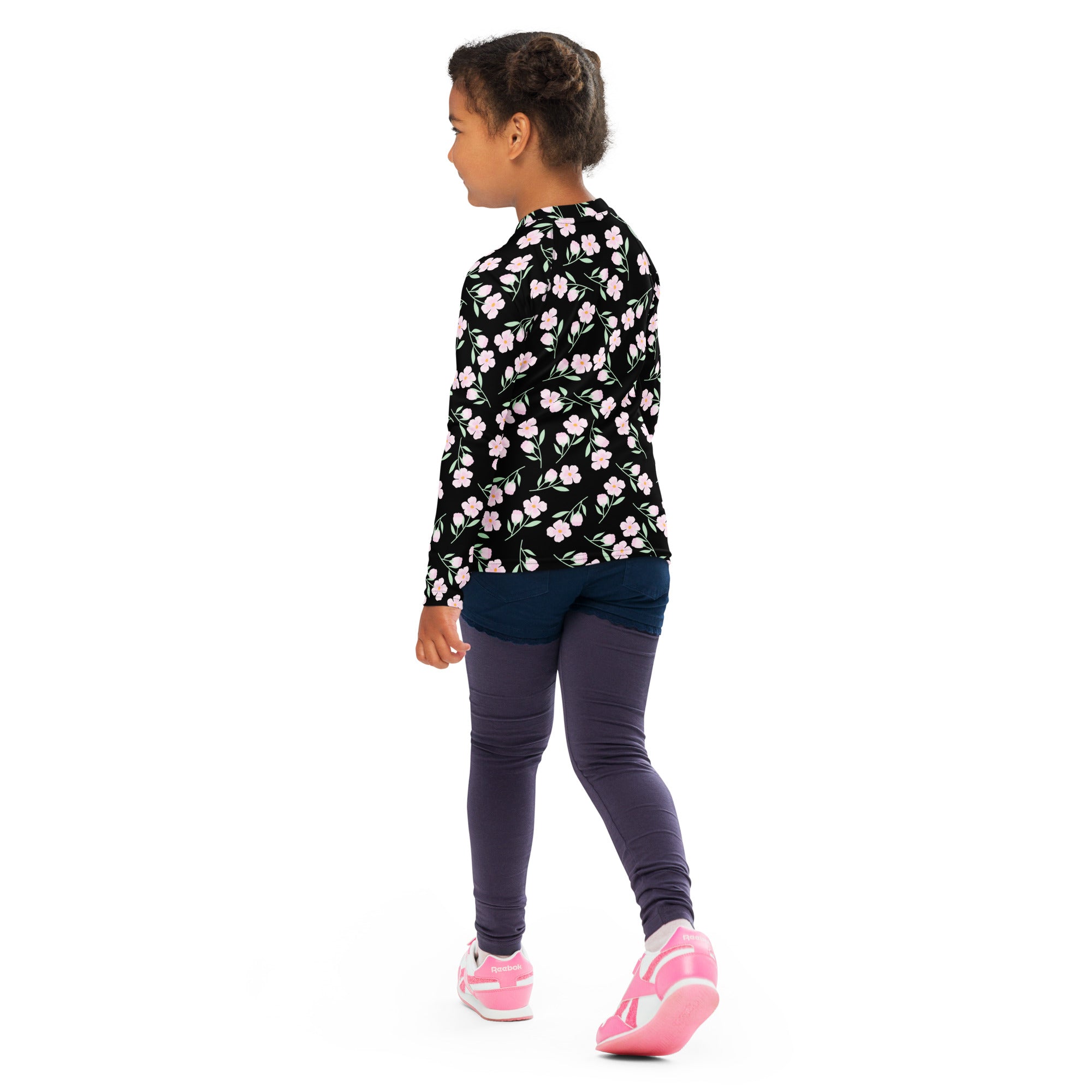 Girls Floral Flowers Long Sleeve Rash Guard Swim Shirt – Buttery Soft, Sun Safe UPF 50+ Protection, Quick Dry & 4-Way Stretch Comfort