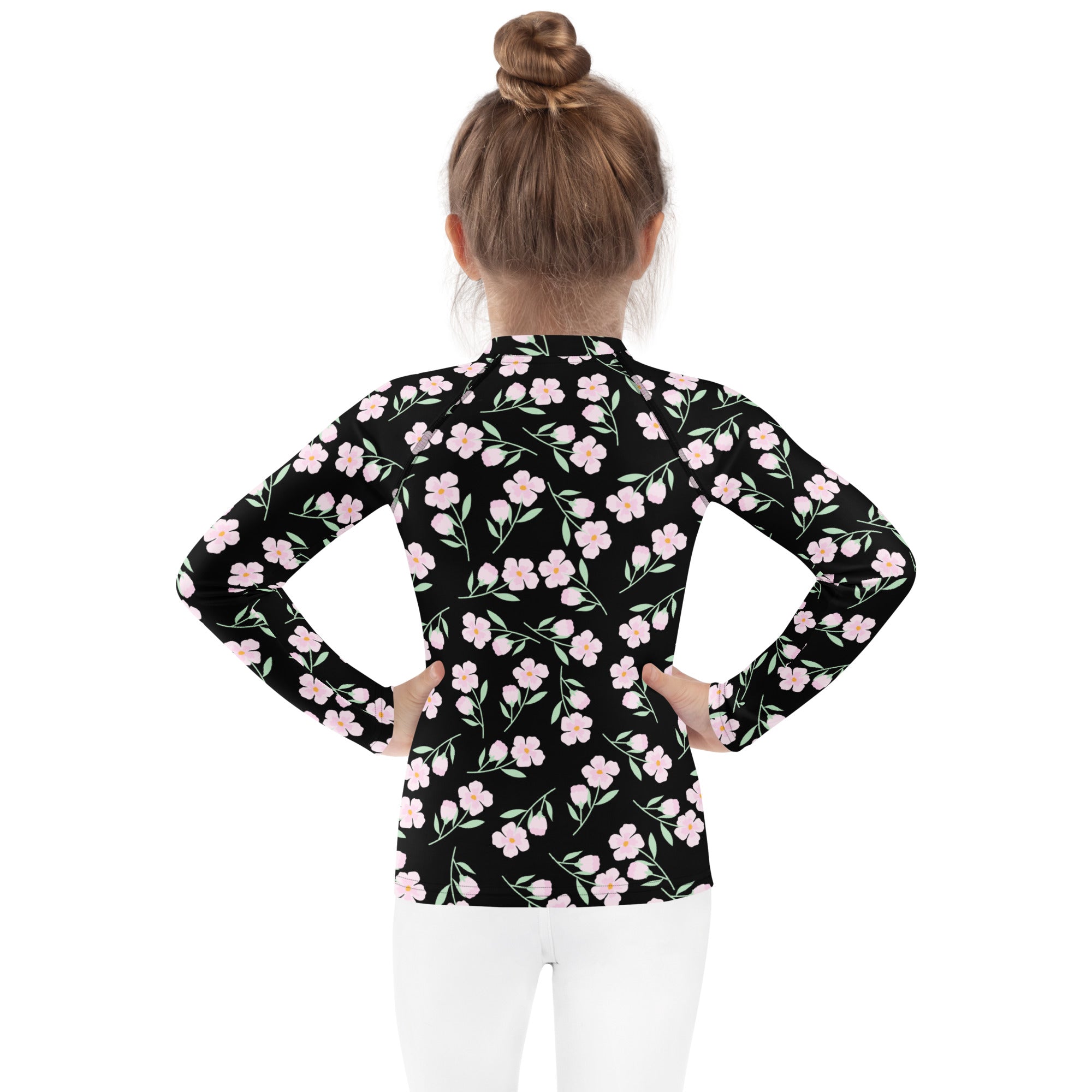 Girls Floral Flowers Long Sleeve Rash Guard Swim Shirt – Buttery Soft, Sun Safe UPF 50+ Protection, Quick Dry & 4-Way Stretch Comfort