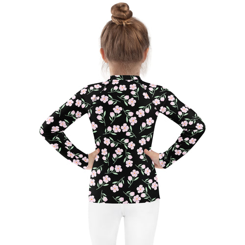 Girls Floral Flowers Long Sleeve Rash Guard Swim Shirt – Buttery Soft, Sun Safe UPF 50+ Protection, Quick Dry & 4-Way Stretch Comfort