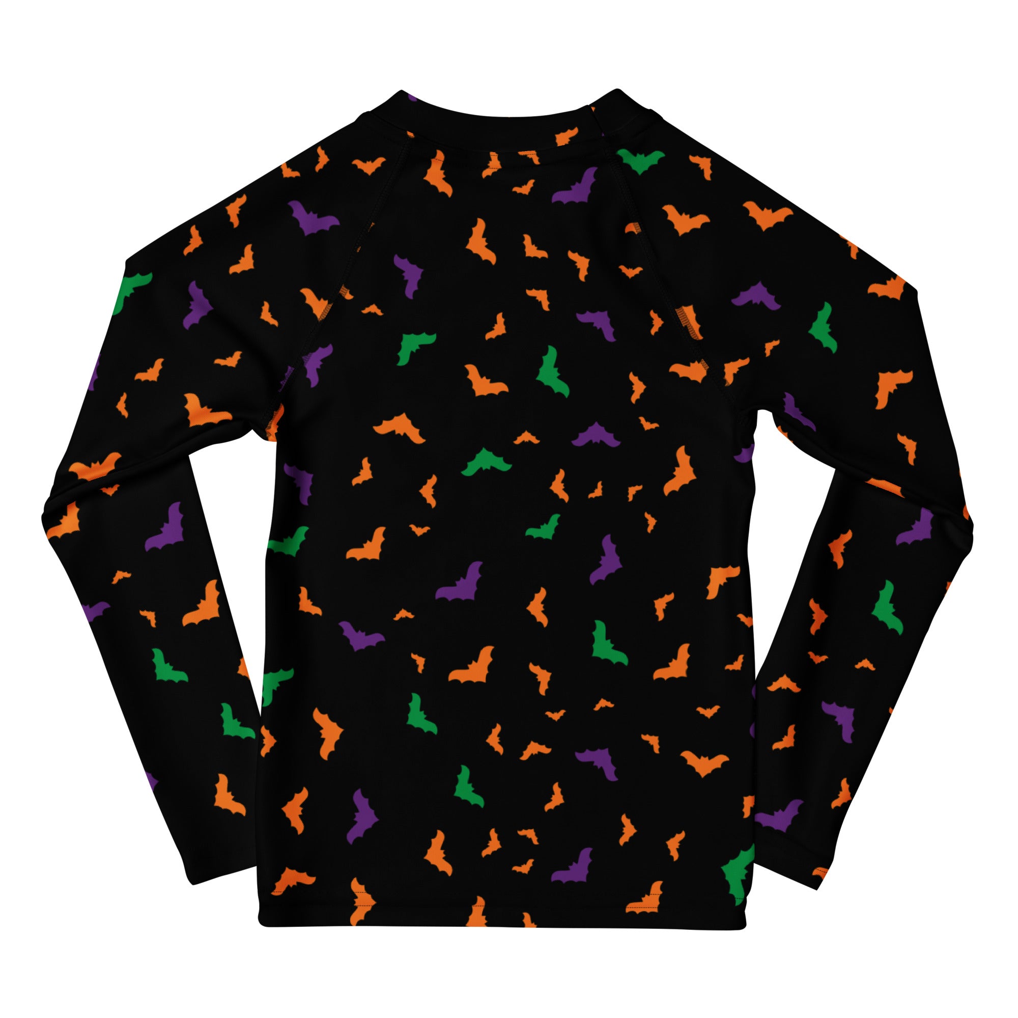 Kids Colorful Halloween Bats Long Sleeve Rash Guard Swim Shirt – Buttery Soft, Sun Safe UPF 50+ Protection, Quick Dry & 4-Way Stretch Comfort