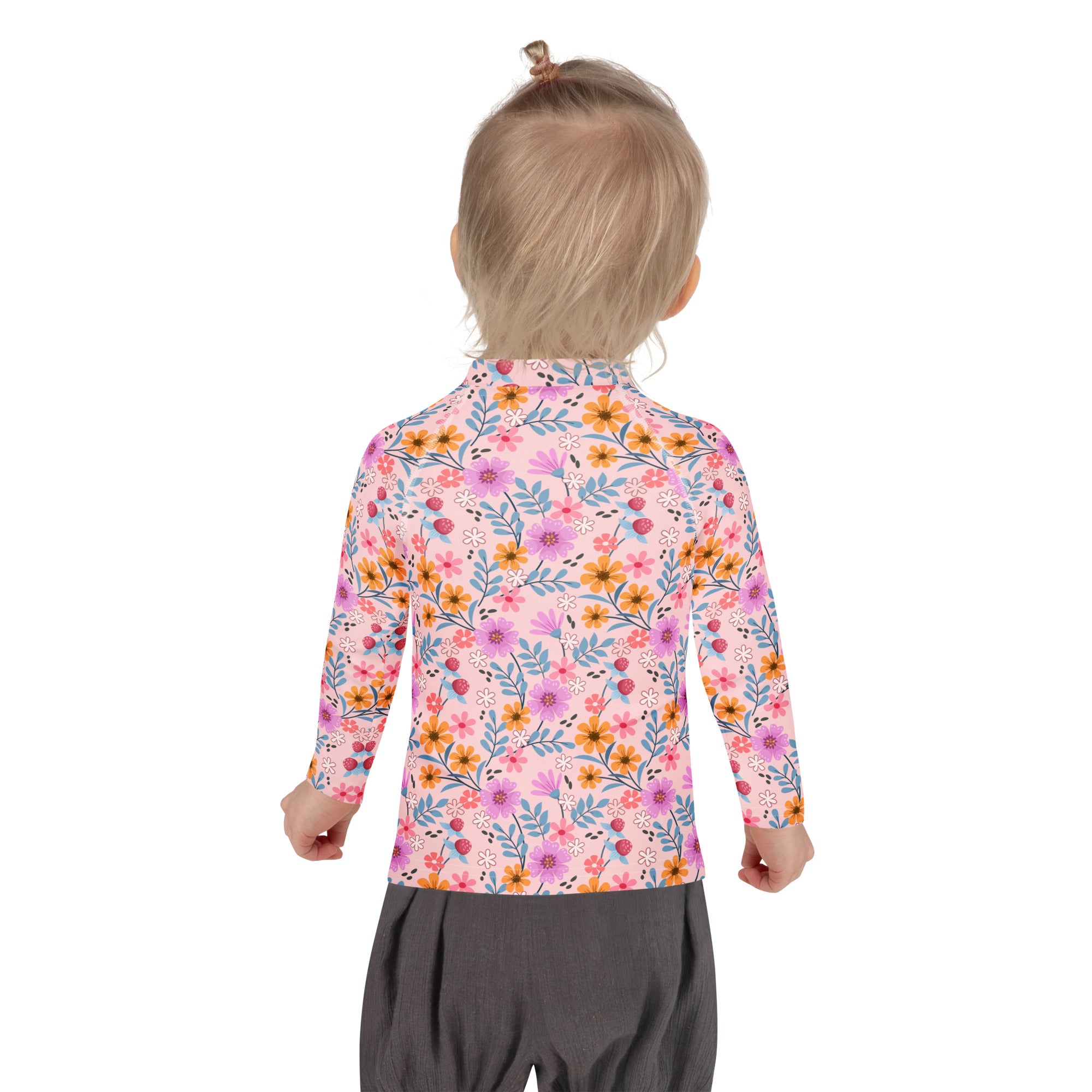 Girls Pink Floral Long Sleeve Rash Guard Swim Shirt – Buttery Soft, Sun Safe UPF 50+ Protection, Quick Dry & 4-Way Stretch Comfort