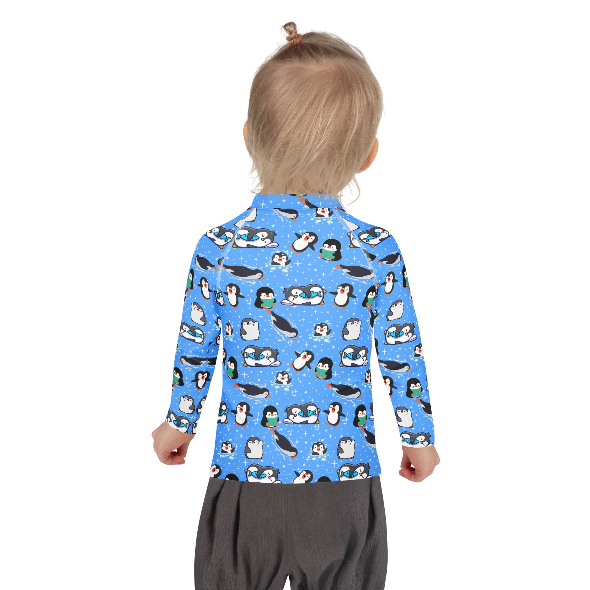 Kids Peguin Long Sleeve Rash Guard Swim Shirt – Buttery Soft, Sun Safe UPF 50+ Protection, Quick Dry & 4-Way Stretch Comfort