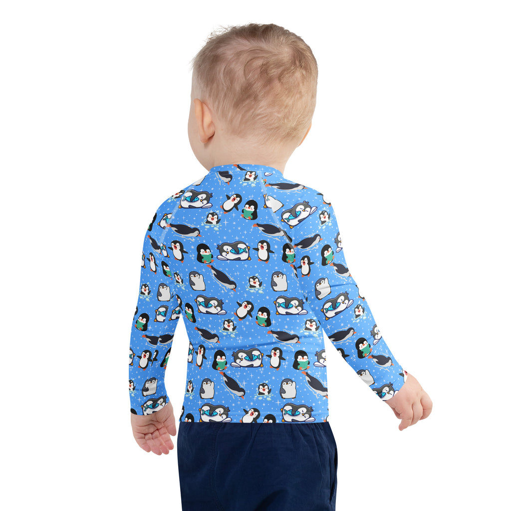 Kids Peguin Long Sleeve Rash Guard Swim Shirt – Buttery Soft, Sun Safe UPF 50+ Protection, Quick Dry & 4-Way Stretch Comfort