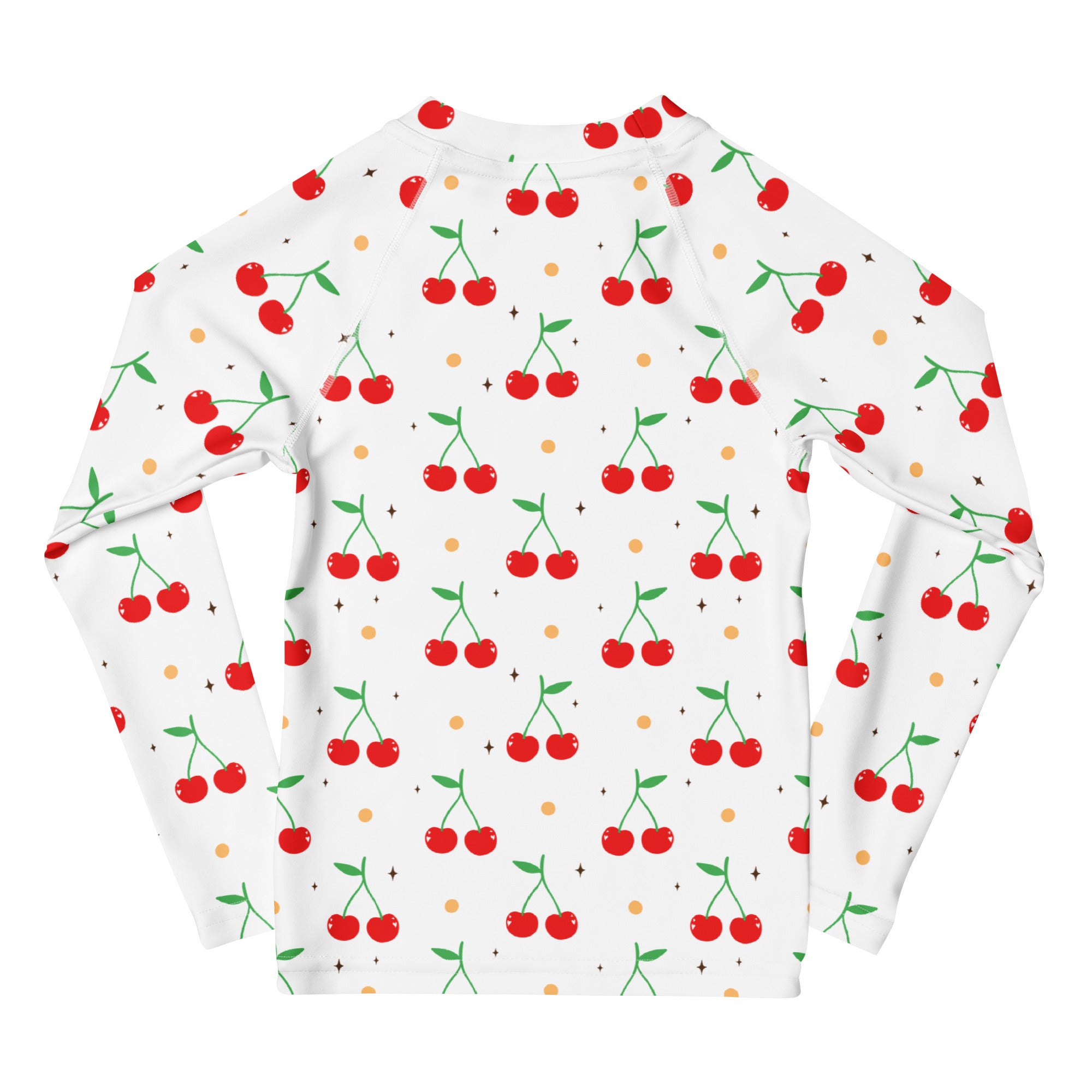Kids Cute Cherry Long Sleeve Rash Guard Swim Shirt – Buttery Soft, Sun Safe UPF 50+ Protection, Quick Dry & 4-Way Stretch Comfort