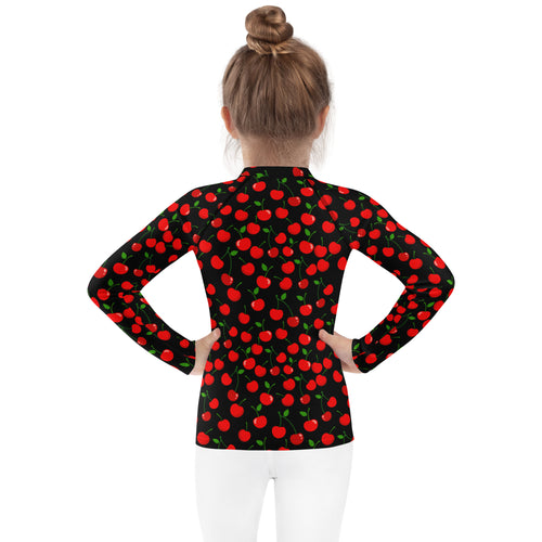 Girls Black Cherry Long Sleeve Rash Guard Swim Shirt – Buttery Soft, Sun Safe UPF 50+ Protection, Quick Dry & 4-Way Stretch Comfort