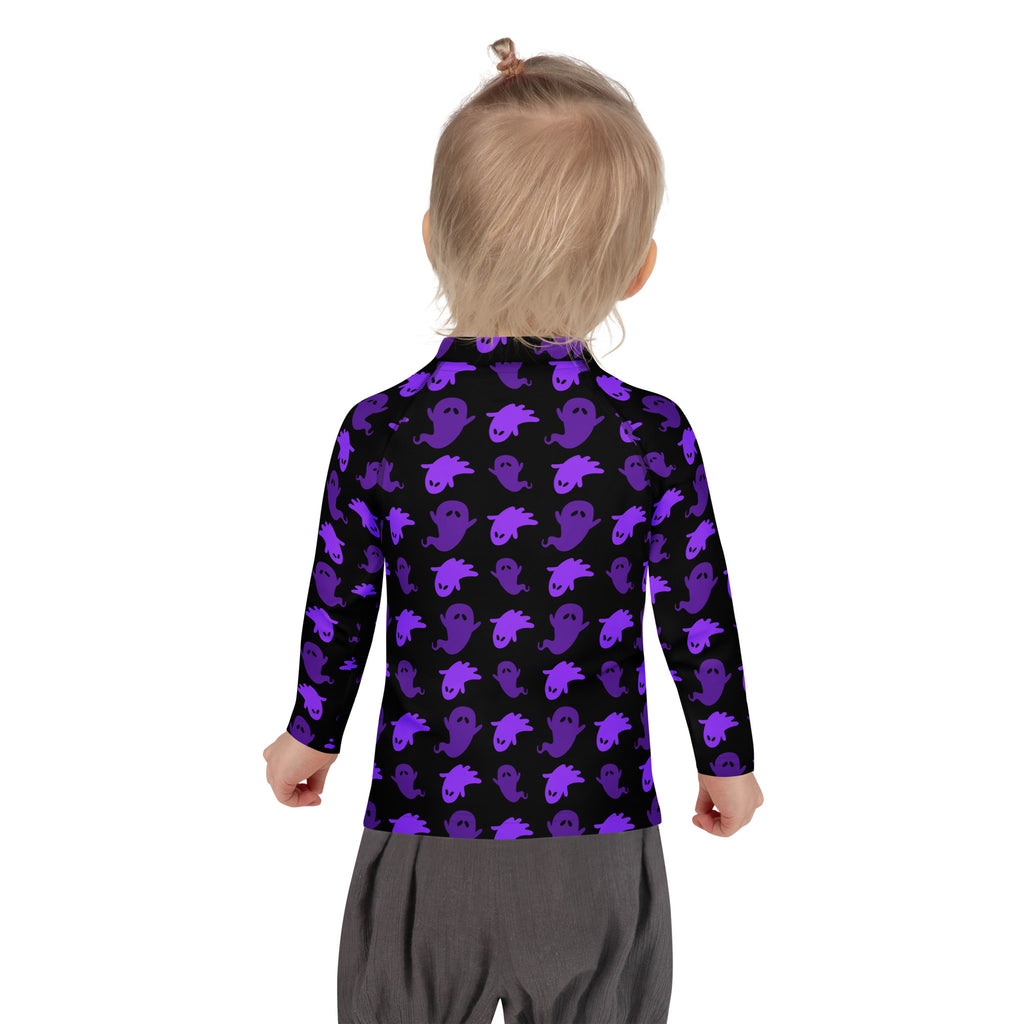 Girls Purple Ghost Long Sleeve Rash Guard Swim Shirt – Buttery Soft, Sun Safe UPF 50+ Protection, Quick Dry & 4-Way Stretch Comfort