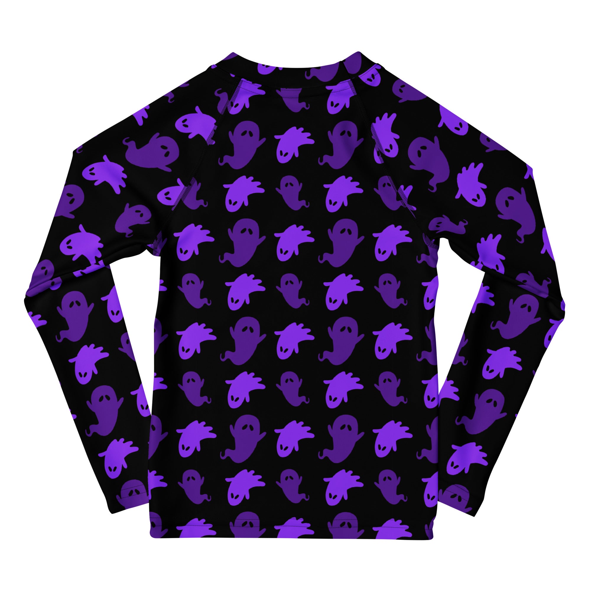 Girls Purple Ghost Long Sleeve Rash Guard Swim Shirt – Buttery Soft, Sun Safe UPF 50+ Protection, Quick Dry & 4-Way Stretch Comfort