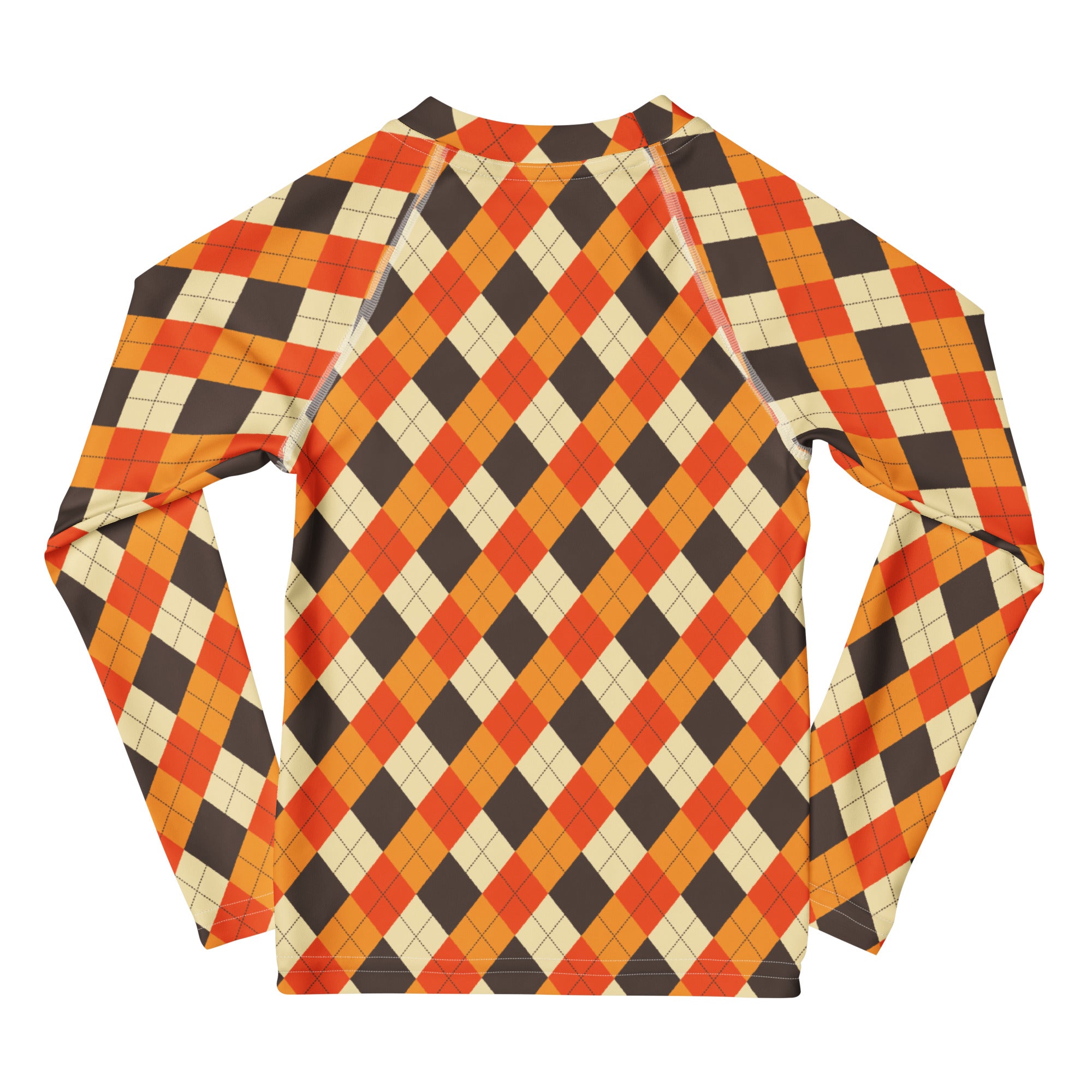 Kids Autumn Argyle Long Sleeve Rash Guard Swim Shirt – Buttery Soft, Sun Safe UPF 50+ Protection, Quick Dry & 4-Way Stretch Comfort