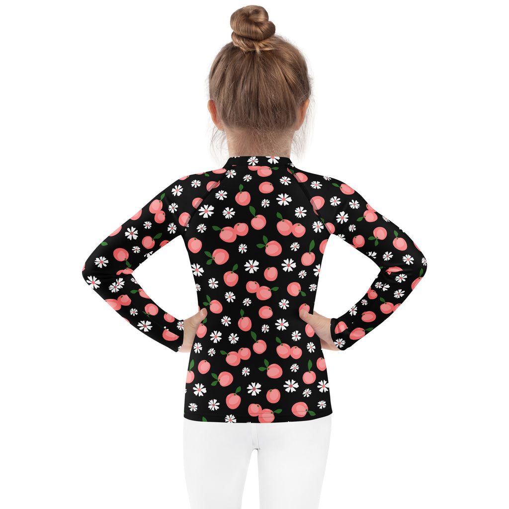 Girls Pink Cherry Blossom Long Sleeve Rash Guard Swim Shirt – Buttery Soft, Sun Safe UPF 50+ Protection, Quick Dry & 4-Way Stretch Comfort