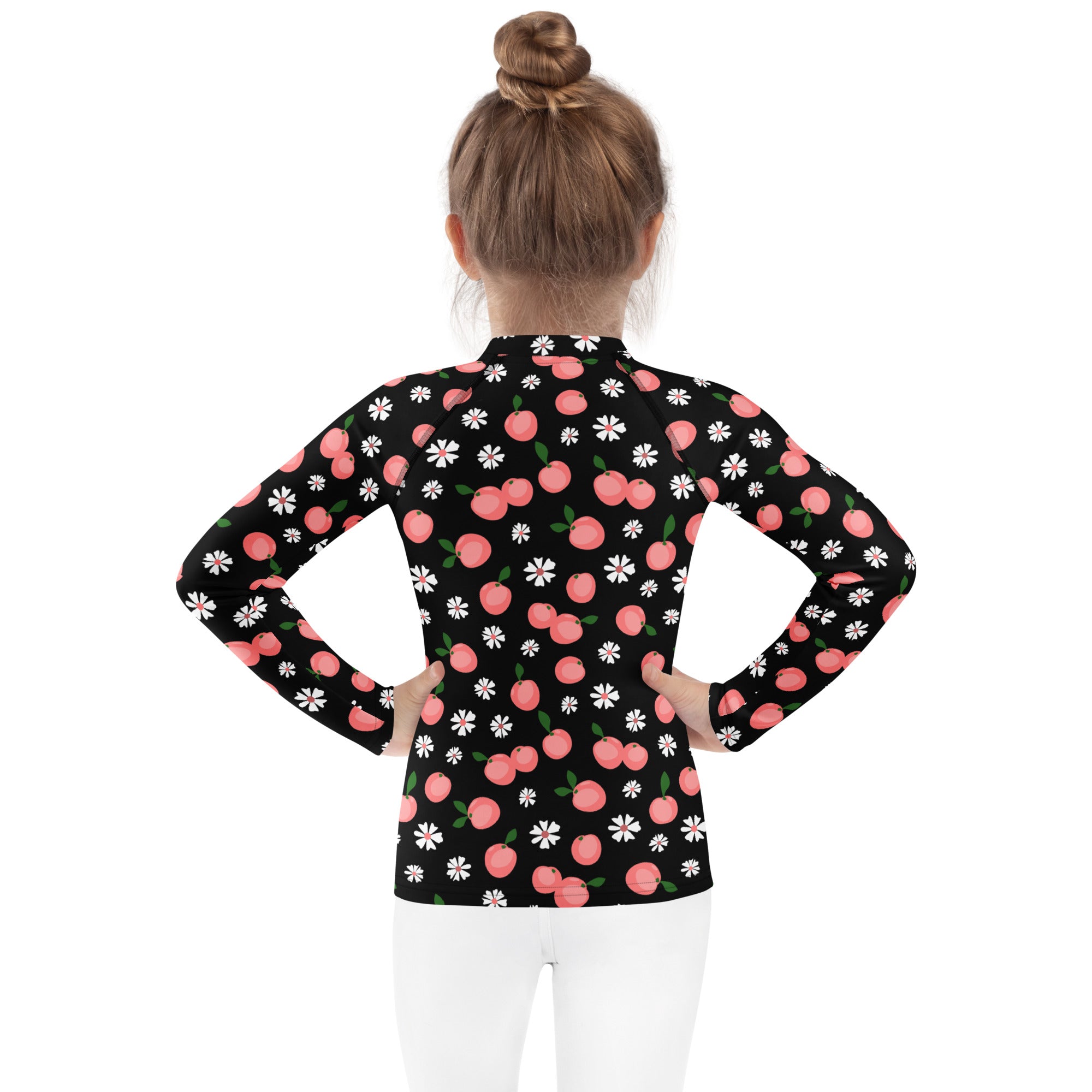 Girls Pink Cherry Blossom Long Sleeve Rash Guard Swim Shirt – Buttery Soft, Sun Safe UPF 50+ Protection, Quick Dry & 4-Way Stretch Comfort