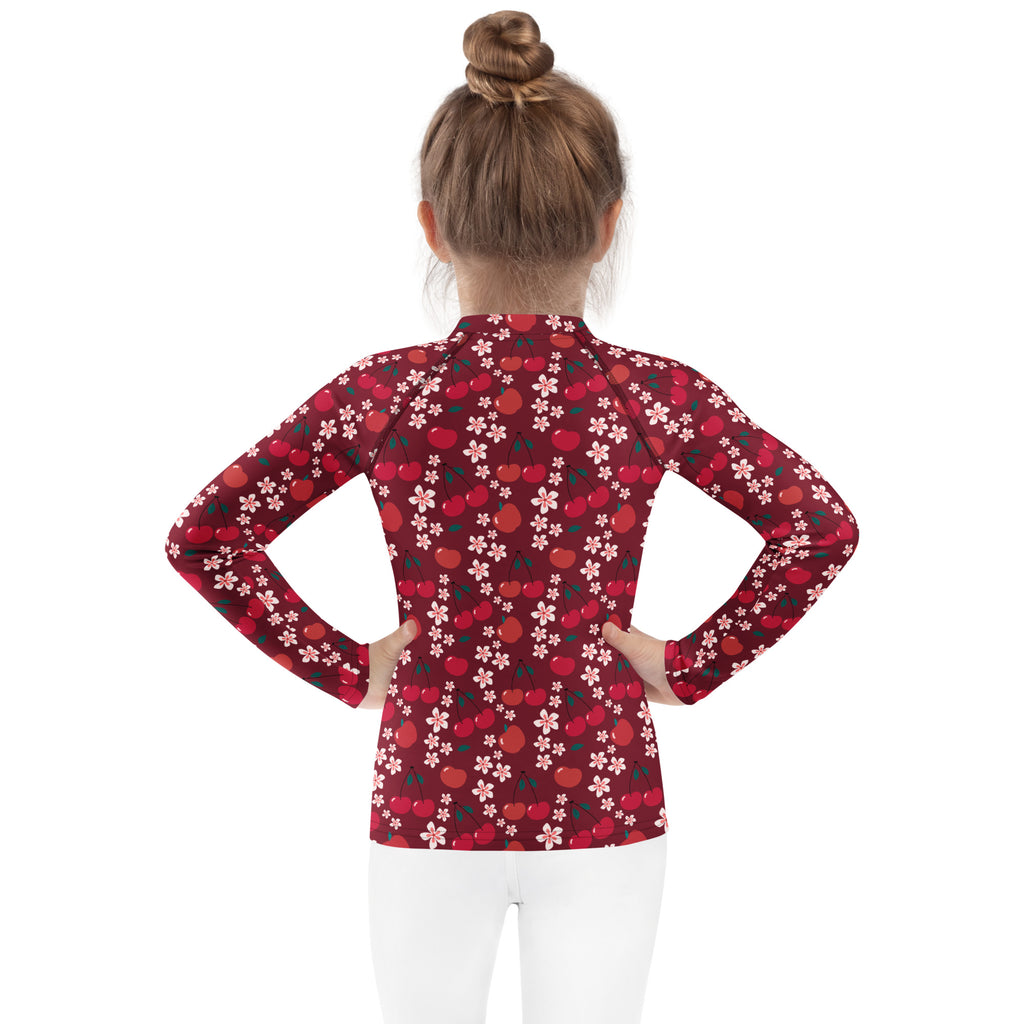 Girls Cherry Blossom Long Sleeve Rash Guard Swim Shirt – Buttery Soft, Sun Safe UPF 50+ Protection, Quick Dry & 4-Way Stretch Comfort