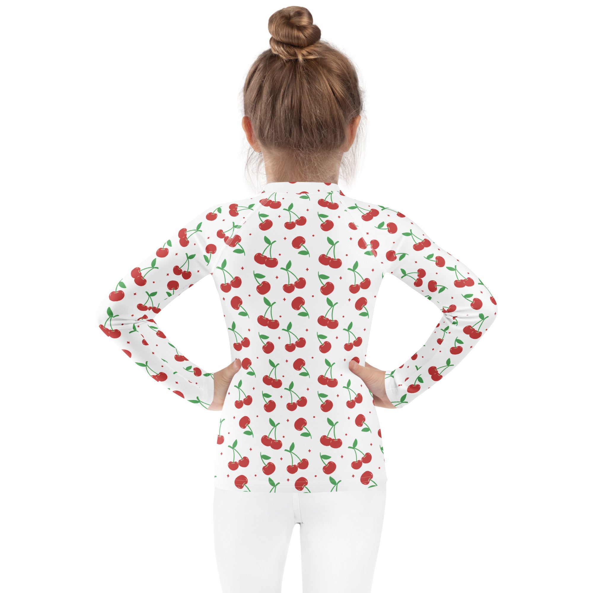 Girls Cherry Long Sleeve Rash Guard Swim Shirt – Buttery Soft, Sun Safe UPF 50+ Protection, Quick Dry & 4-Way Stretch Comfort